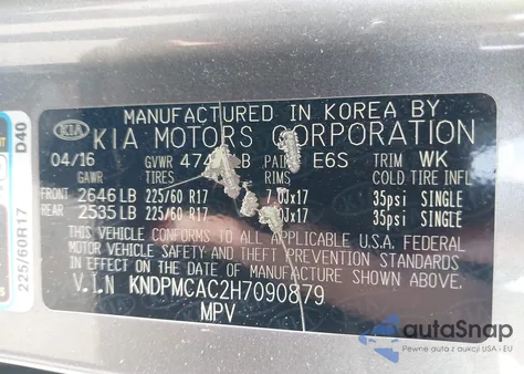 2017 Kia Sportage Lx from USA, damaged, VIN KNDPMCAC2H7090879